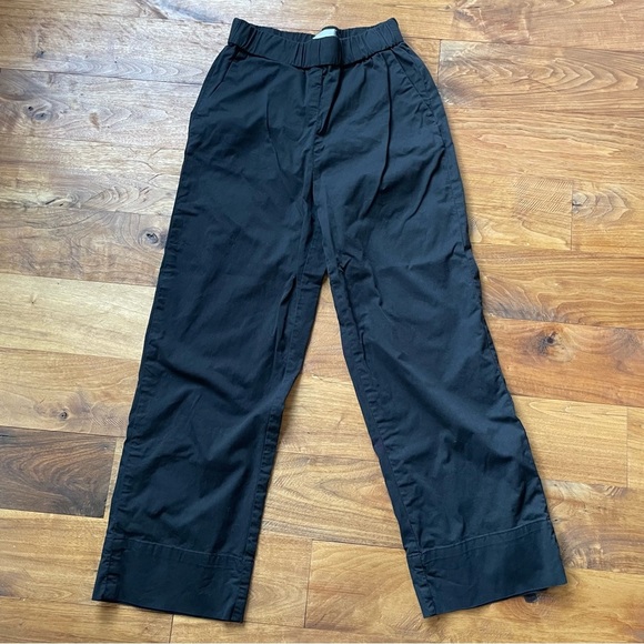 Everlane The Easy Pant Cotton Wide-Leg Pull On Elastic Waist Trousers in Black - Picture 5 of 14